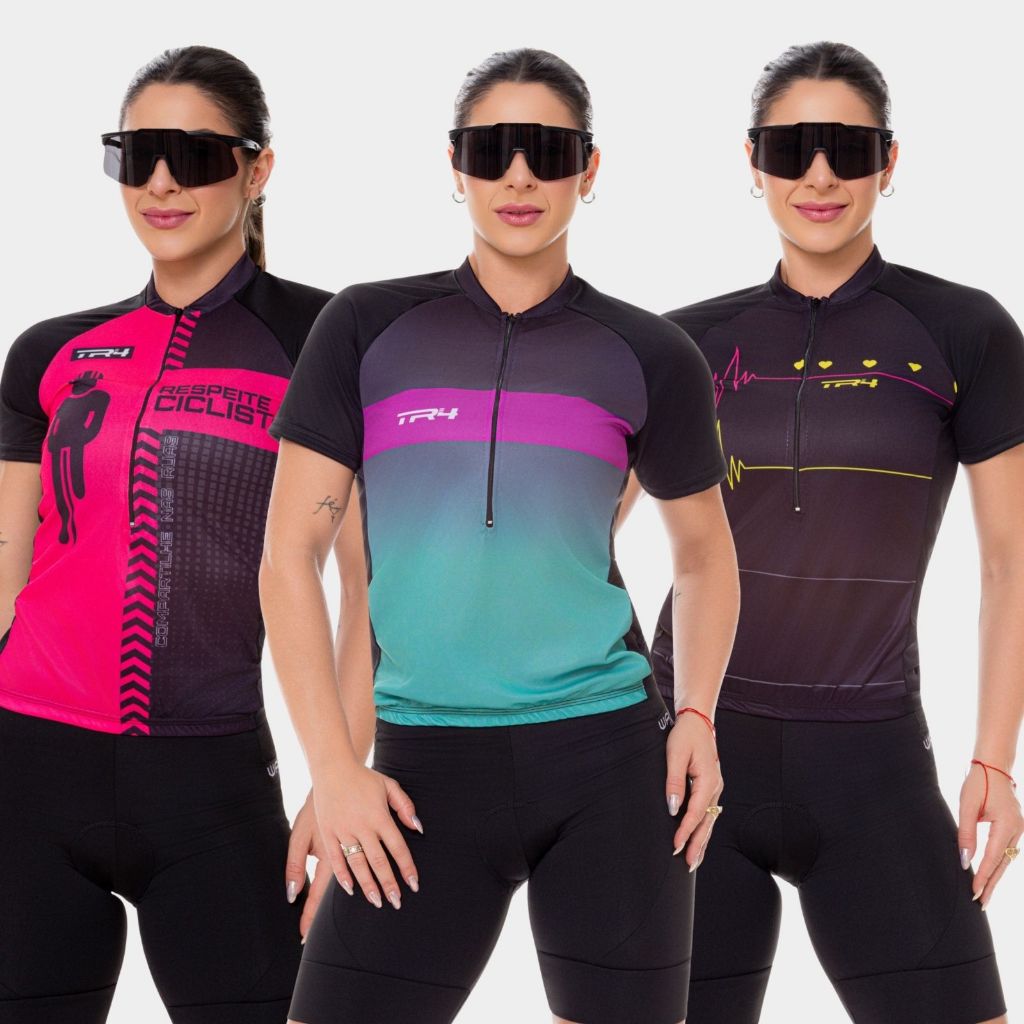 Camisa de Ciclismo Feminina Camiseta Manga Curta Proteção UV Respirável Roupa Bike Pedal Mtb
