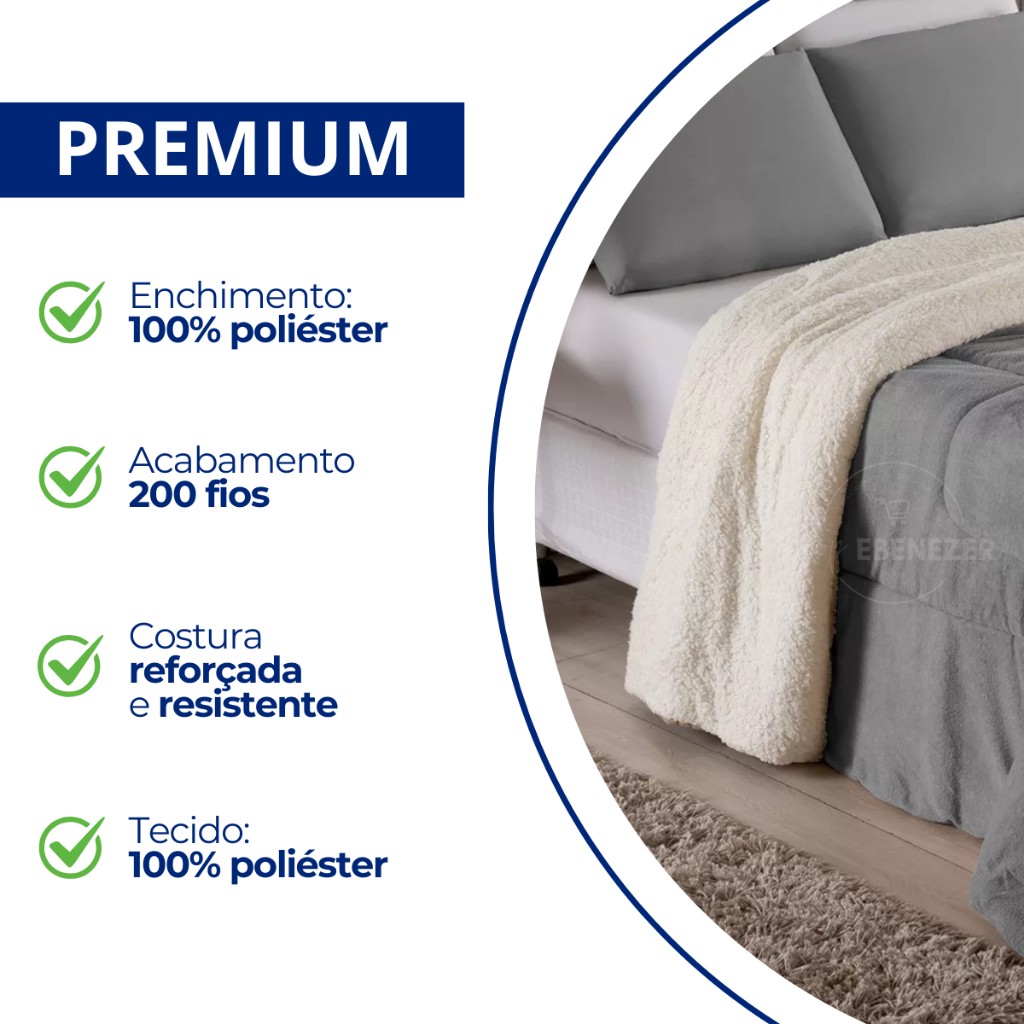 Coberdrom Solteiro, Casal, Queen E King Edredom Sherpa Dupla Face Extra Macio Resistente Premium