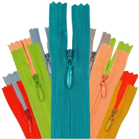 Zíper Invisível Nylon Kit com 20 Unidades Diversos Tamanhos Costura Artesanato Vestidos Almofadas