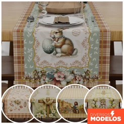 Caminho de Mesa Decorativo Páscoa Cristã Religiosa Trilho 0,40x1,40m - Decoração Mesa Posta