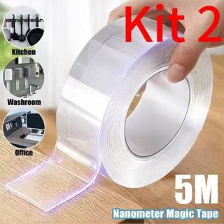 Fita Dupla Face Transparente NanoGel 5M Kit 2 – Extra Forte, Reutilizável, Adesiva Mágica…