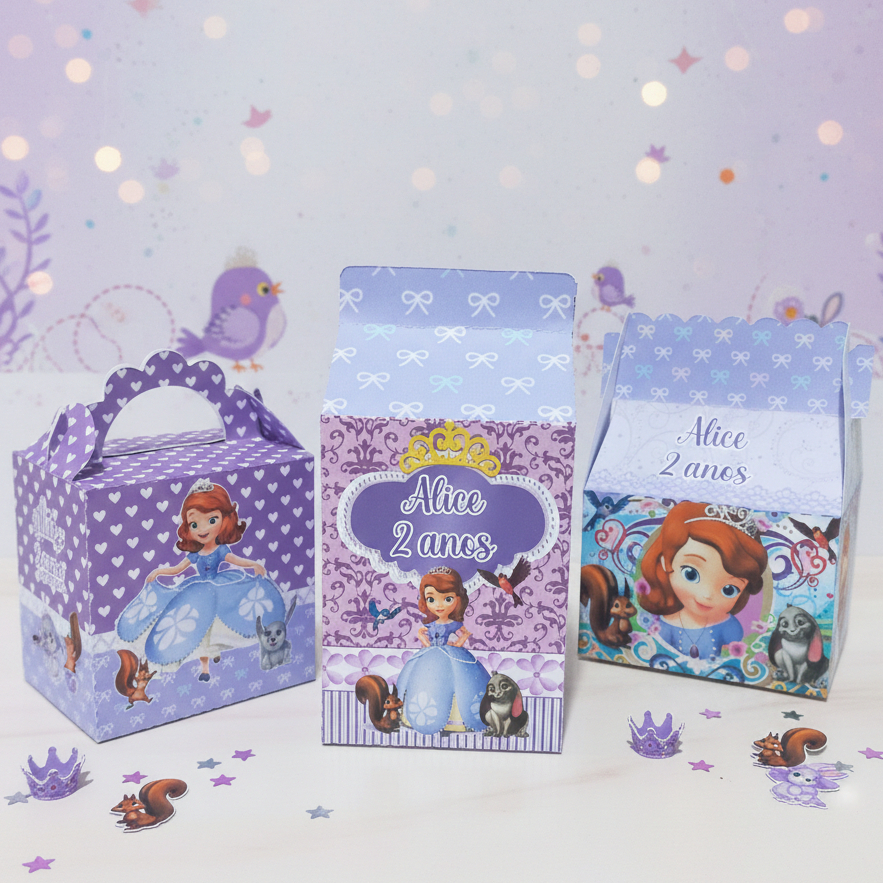 Kit Festa Personalizados Princesa Sofia Lembrancinha Papelaria PEGUE E MONTE
