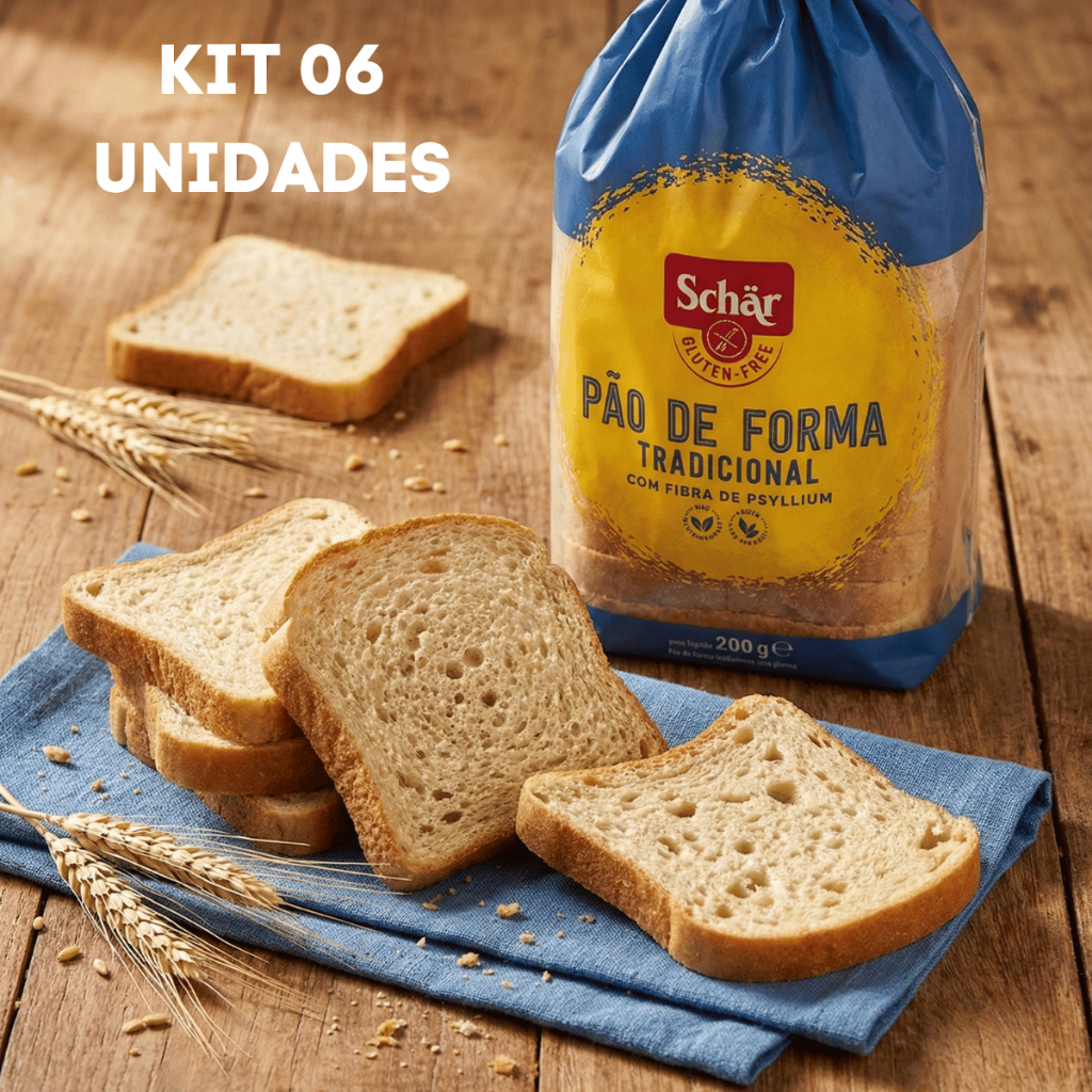 6 Unidades Pão de Forma Tradicional Schar Sem Glúten 200g cada