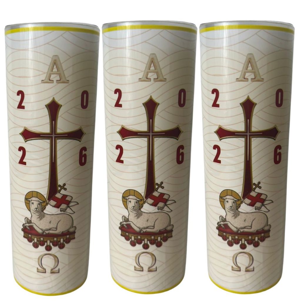 Velas Votiva 7 Dias Círio Pascal 2026 Vela para Páscoa Capa em PVC resistente calor 100% Parafina em Oferta na Shopee