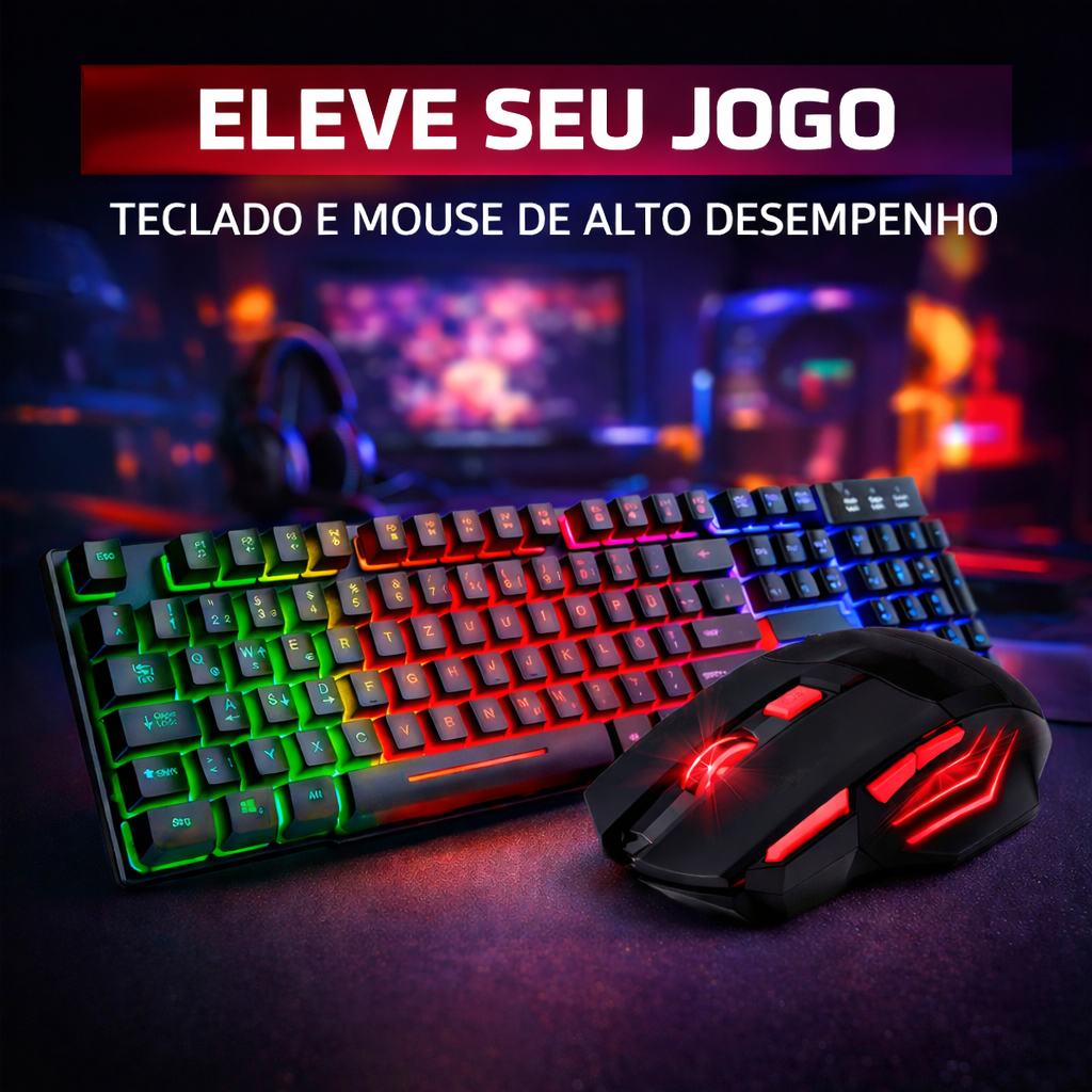 Kit Teclado Gamer Semi Mecanico Led Rgb Mouse Preto em Oferta na Shopee