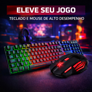 Kit Teclado Gamer Semi Mecanico Led Rgb Mouse Preto em Oferta na Shopee