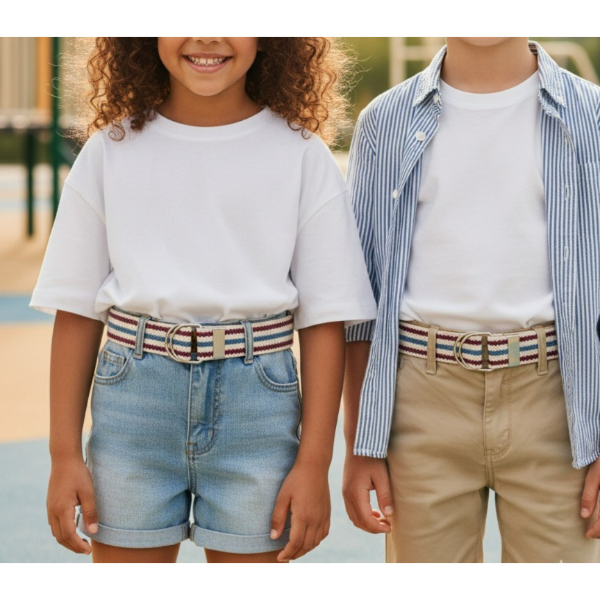 Cinto Kids Infantil Juvenil Lona Menino Menina Fivela Argola Criança Casual