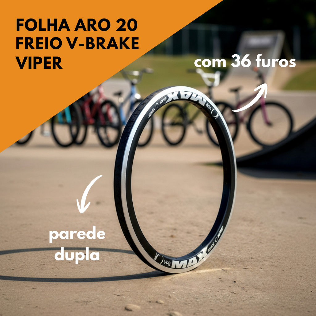 Folha Aro 20 Bike BMX Para Freio V-brake 36f Viper VPR MAX