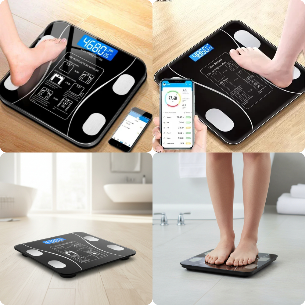 Balança Bioimpedância Digital Profissional Suporta Até 140kg via Bluethooth Monitorar Composição Corporal Completa Saúde