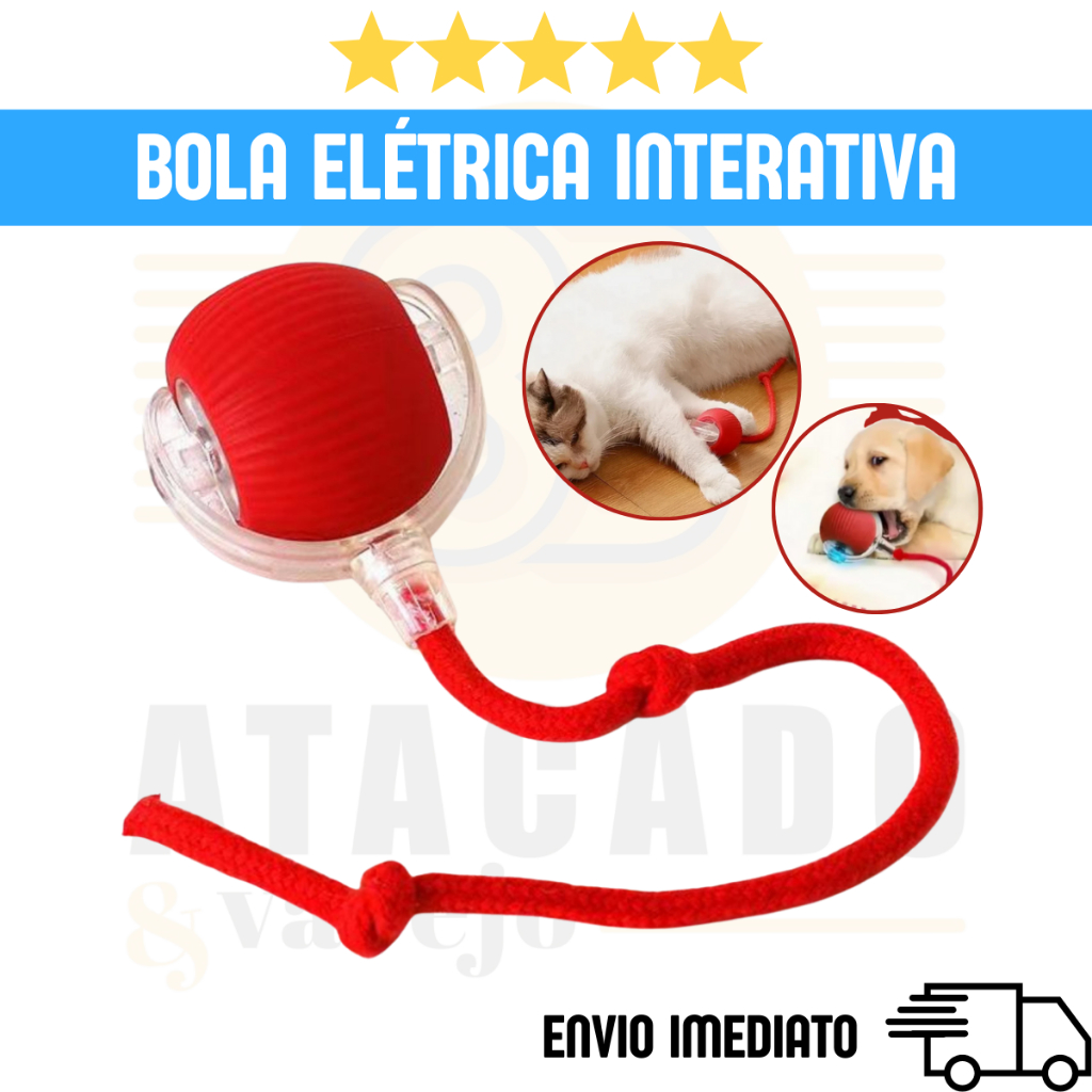 Bola Elétrica Interativa para Cães e Gatos | Auto Jogar com Cauda Móvel | Brinquedo Automático Pet