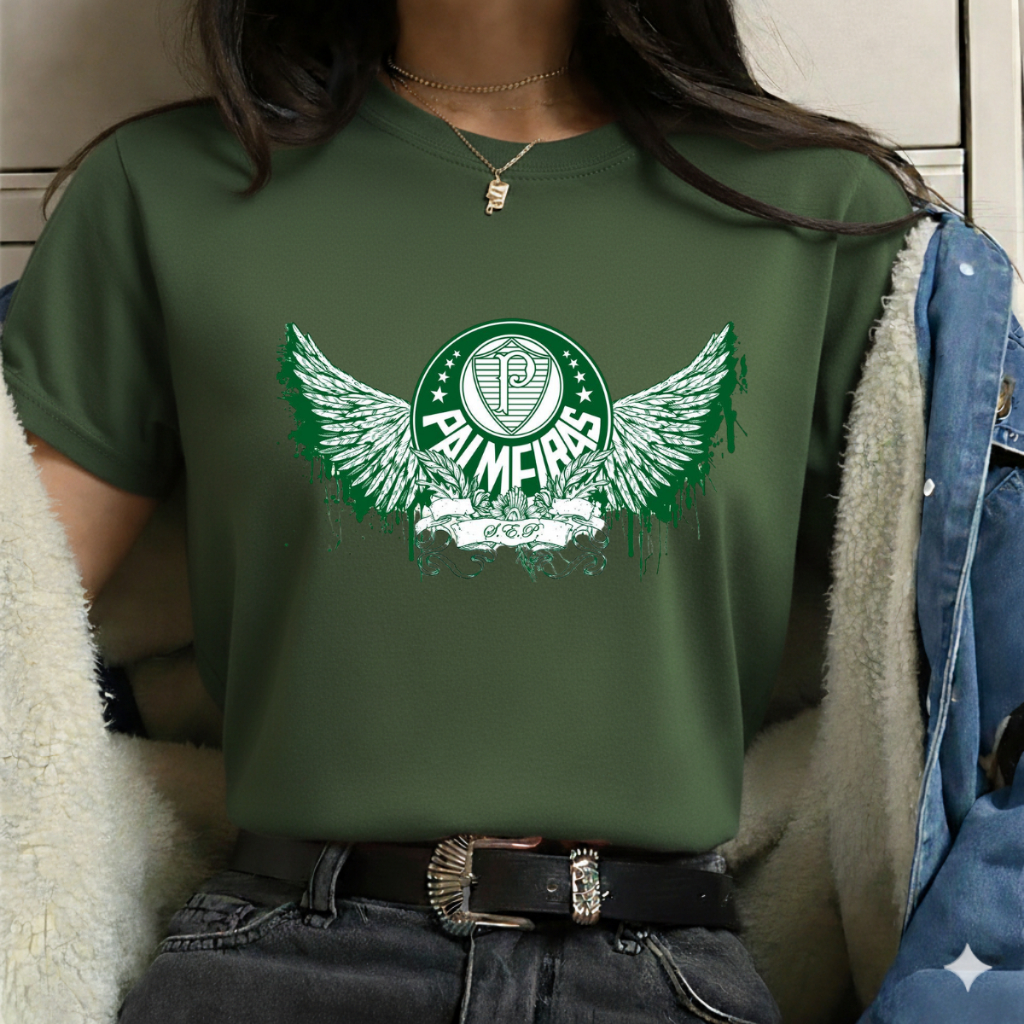 Camiseta Feminina Palmeiras T-Shirts 100% Algodão Time Verdão