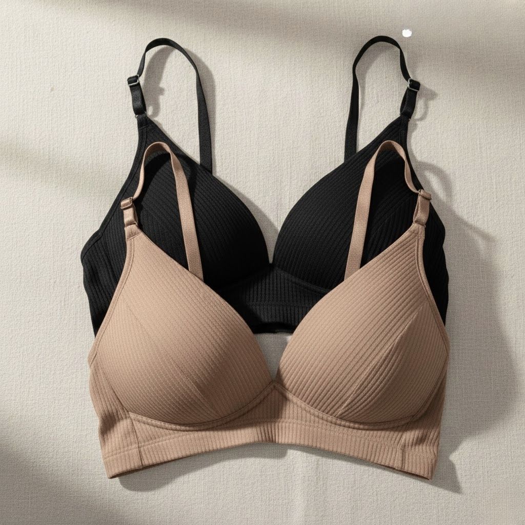 Kit 2 Sutiã Feminino Bojo Soft Sem Aro Conforto Canelado Dia a Dia Uso Diário Poliéster