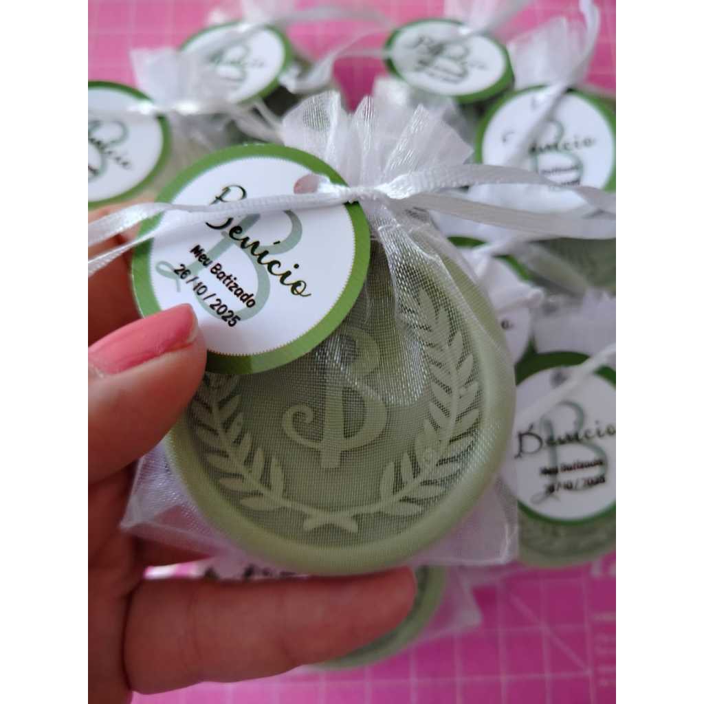Sabonete Personalizado Brasão com Letra, Acompanha Saquinho de Organza e tag