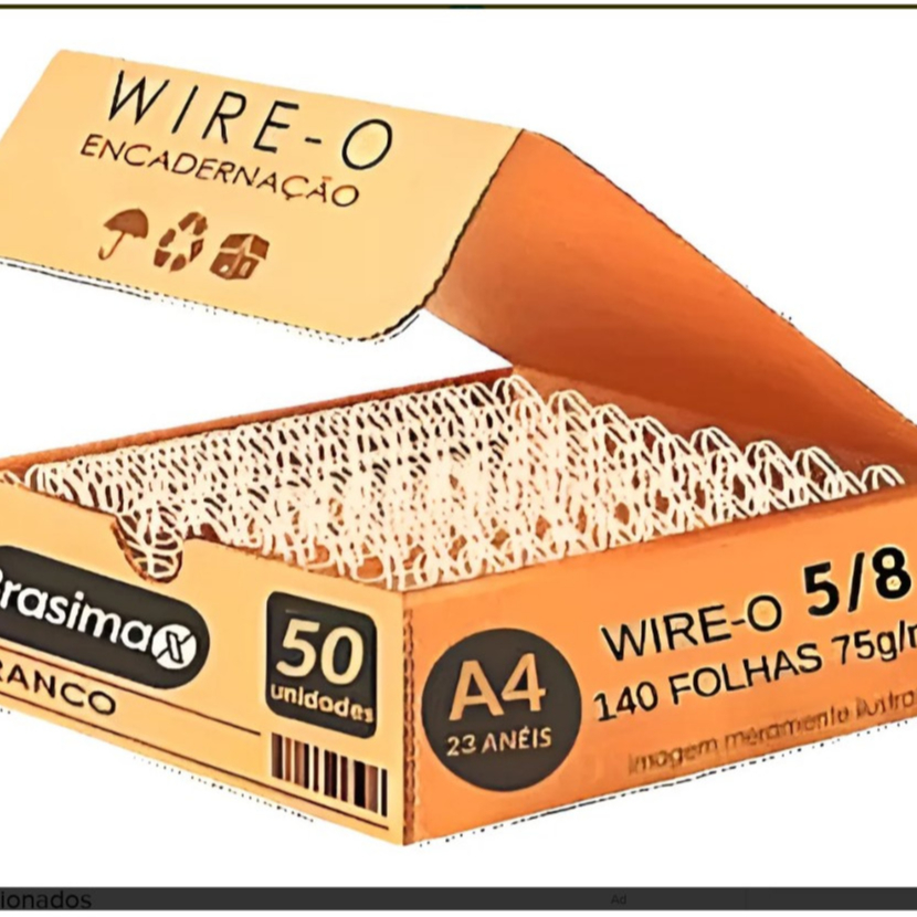 Wire-o A4 5/8 2x1 120 Folhas Branco para Encadernação Lassane 50 Unidades