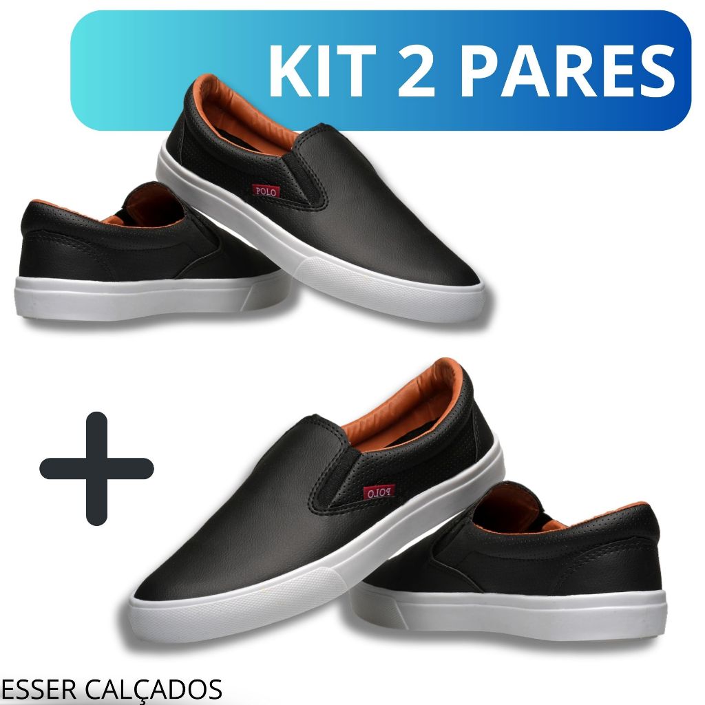 Kit 2 Sapatênis Masculino Iate Casual Tênis Slip on Calce Fácil Esporte Fino