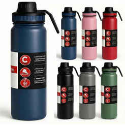 Garrafa Térmica Aço Inoxidável 600ml/800ml/1000ml Quente & Frio Café Água Suco Corrida