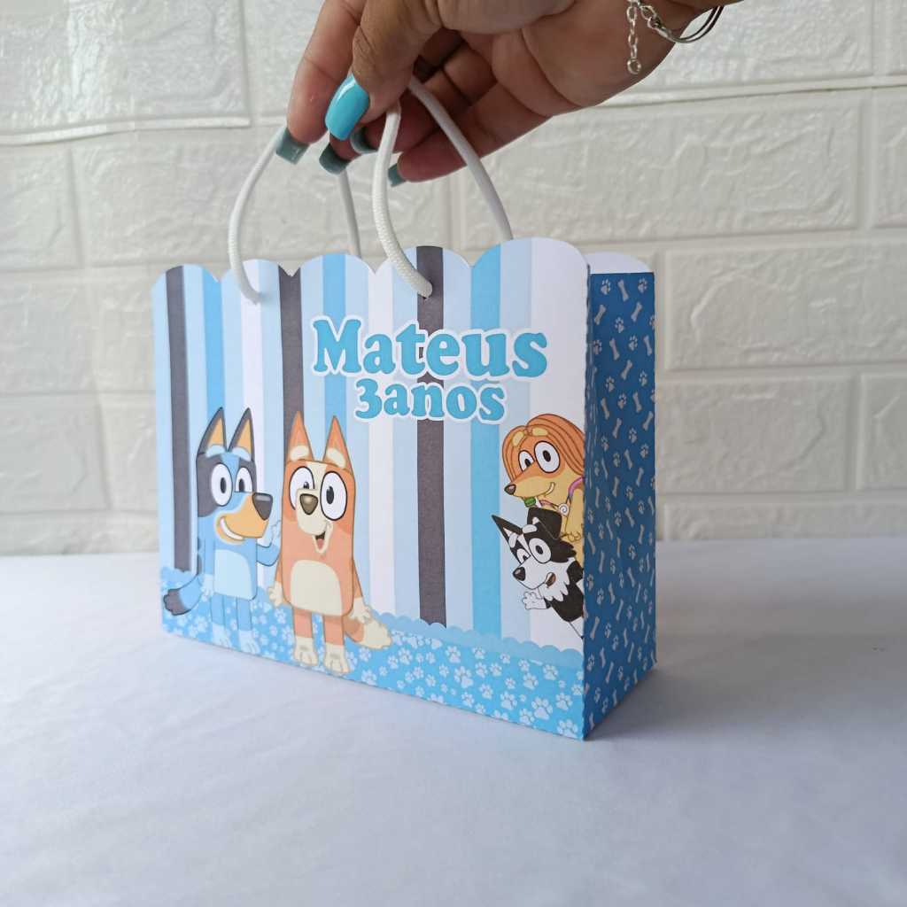 Sacolinhas para Lembrancinha Personalizada Bluey Menino - Bluey Azul -Festa Infantil - DESMONTADA