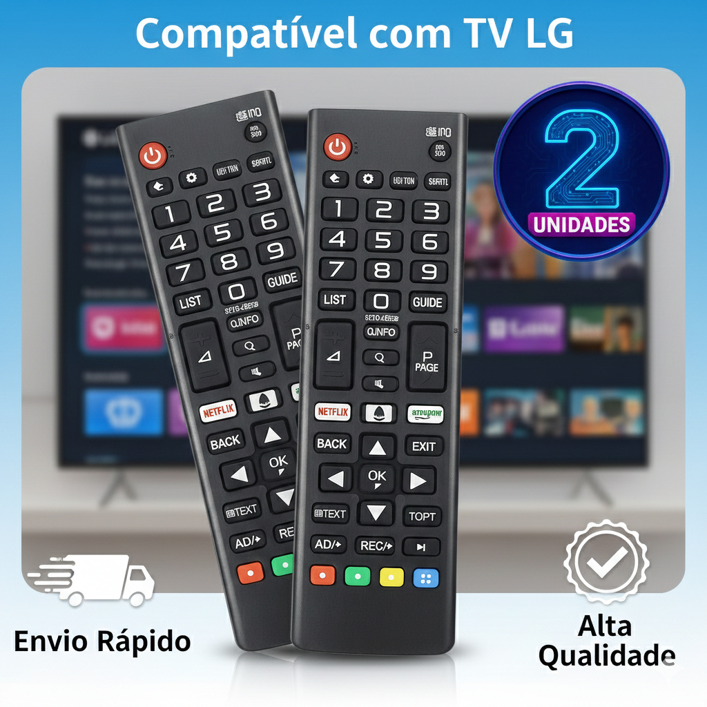 Controle Remoto Compatível com LG Smart TV TODOS OS MODELOS LCD LED 3D Webos AKB