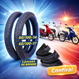 Par 2 Pneus 80/100-14 + 60/100-17 Meridional RD Biz Pop + 2 Camaras de Ar Aro 14 e 17 em Oferta na Shopee