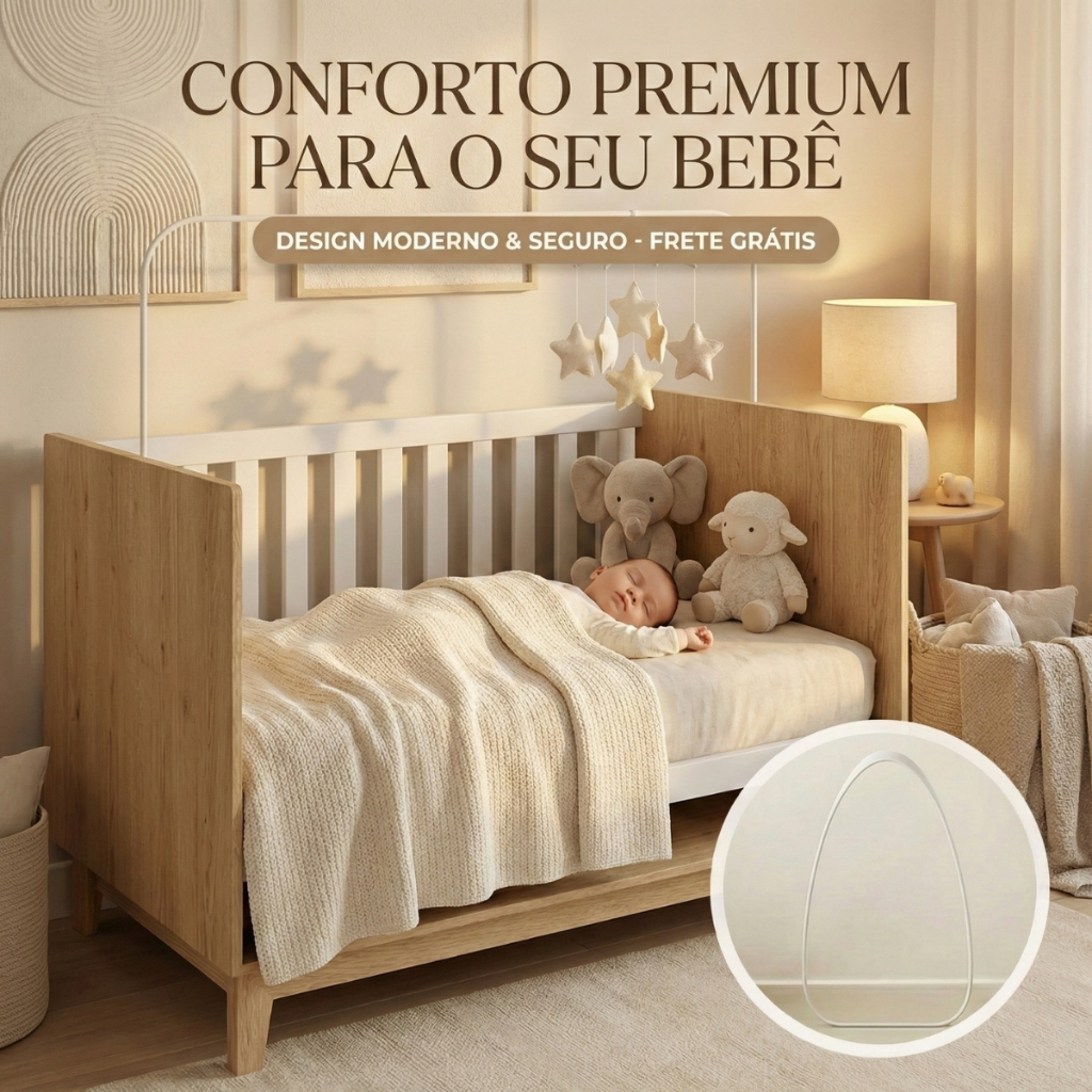 Suporte Berço Americano Mosquiteiro Ferro Haste Cor Branco 136x40cm Promoção Envio Imediato