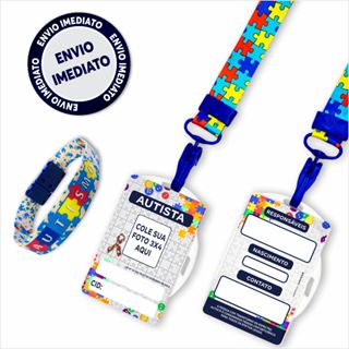 Crachá De Identificação Para Autistas + Cordão Com Trava de Segurança + Pulseira em Oferta na Shopee