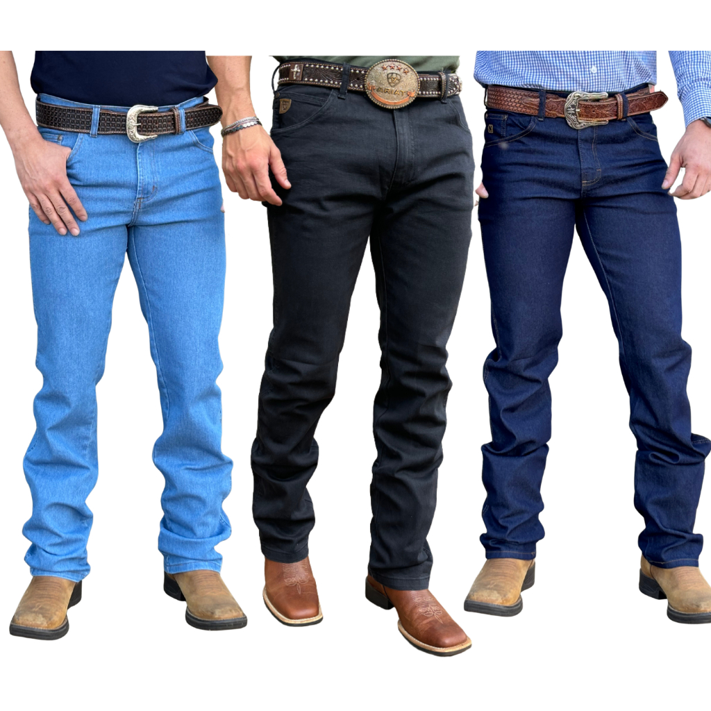Kit 3 Calças Country Masculina Jeans Premium Com Elastano