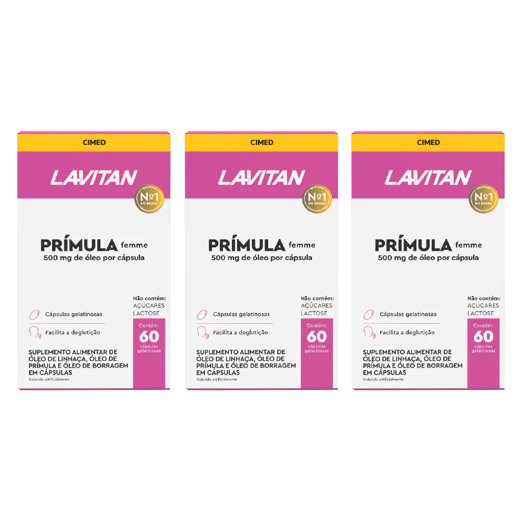Lavitan Prímula Femme Cimed Kit com 1 Unidade ate 3 Unidades 60 Cápsulas Cada