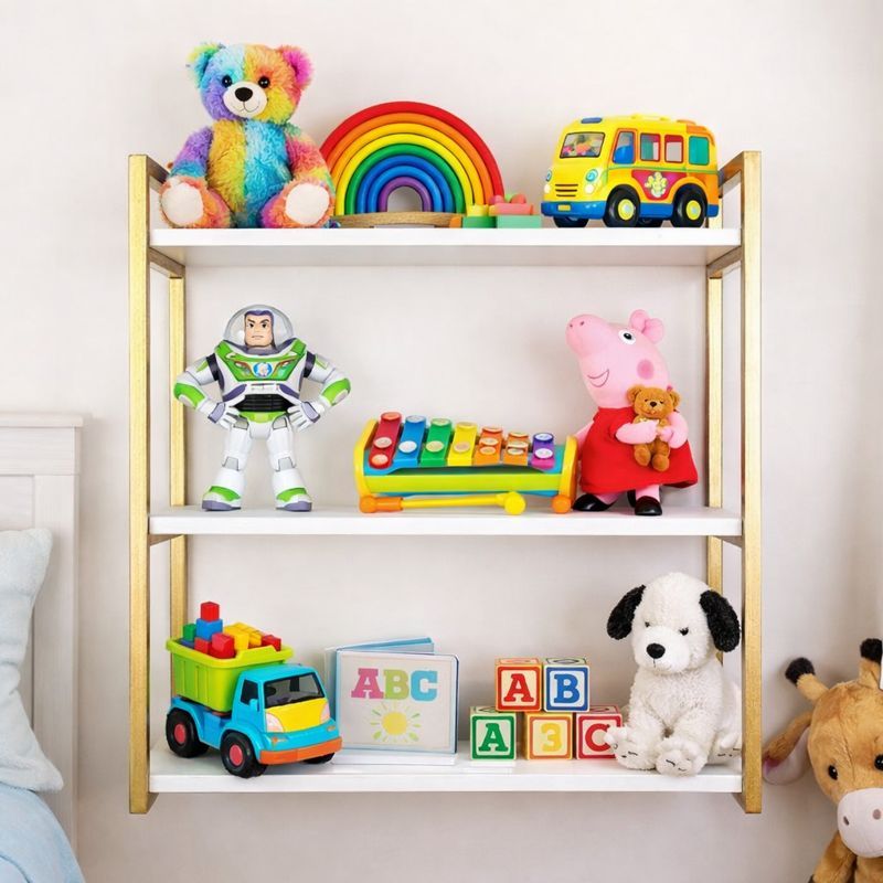 Kit 3 Prateleira Suspensa Industrial Estante Ferro Madeira Cozinha Sala Porta Quadro Decoração Porta Brinquedo