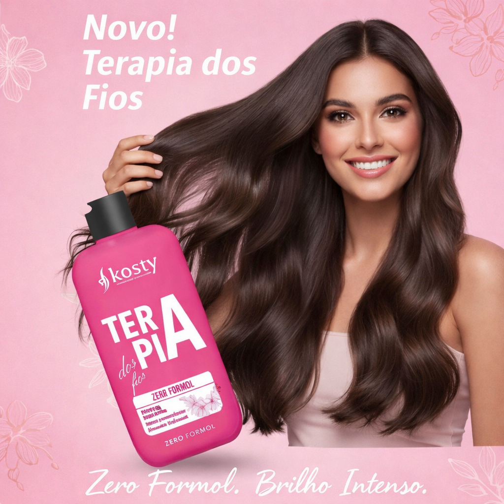 Escova Progressiva Nova Terapia Dos Fios Kosty Liso Espelhado 500Ml