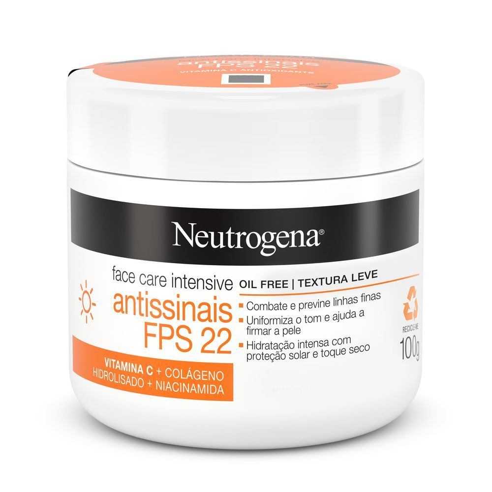 Hidratante Facial Neutrogena Face Care Intensive Antissinais FPS 22 100g em Oferta na Shopee