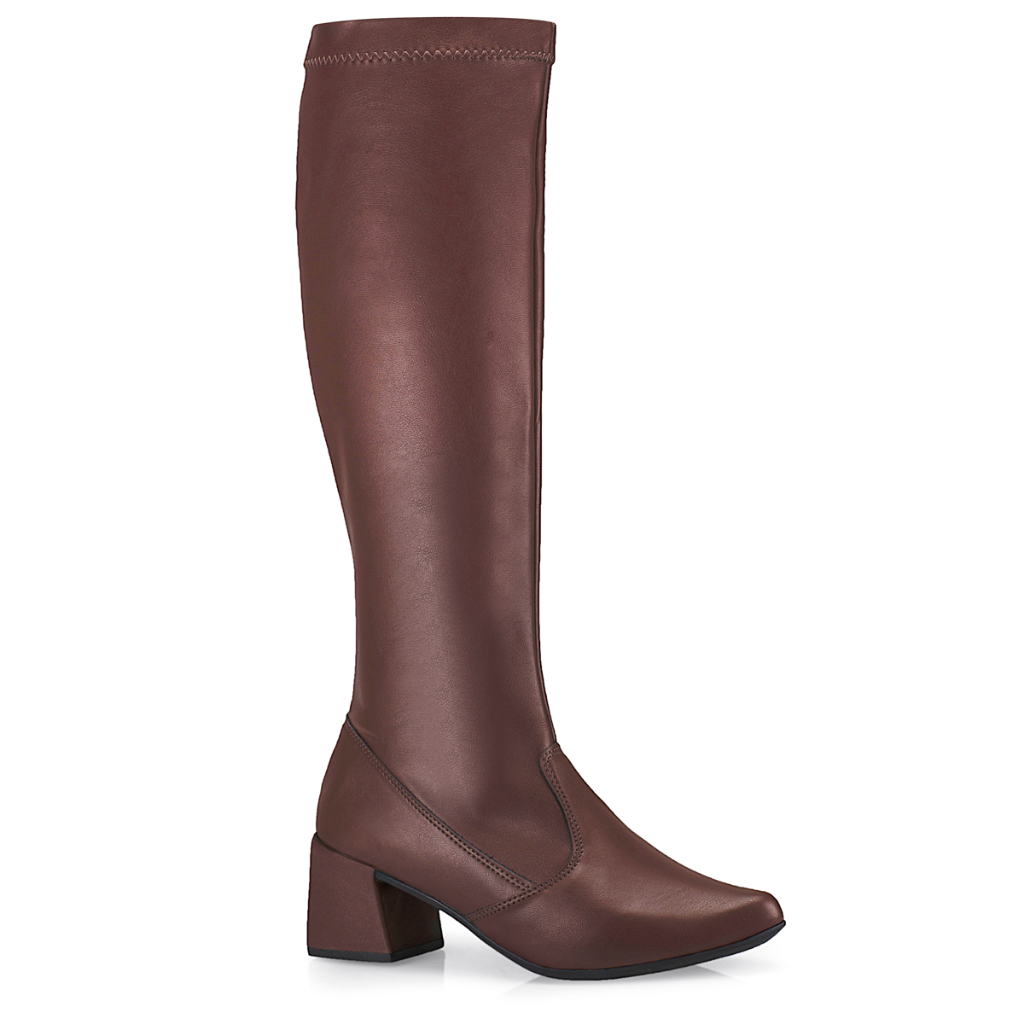 Bota Feminina Cano Longo com Stretch Salto Grosso e Bico Fino Moda Fashion 634
