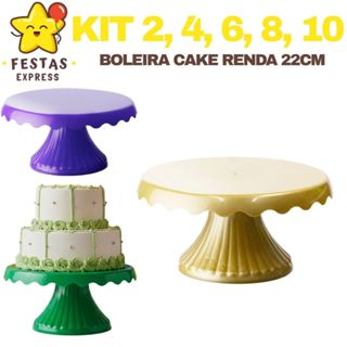 Kit 2, 4, 6, 8, 10 Boleira Cake Renda 22cm em Oferta na Shopee