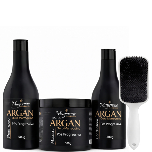 Tratamento Intensivo  Óleo de Argan - Especial Pós Progressiva Sham + Cond + Másc e Escova Raquete - Pronta Entrega