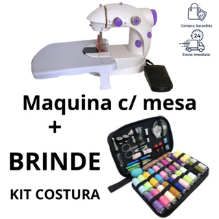 Mini Maquina Costura Com MESA Portátil Elétrica Bivolt + BRINDE em Oferta na Shopee