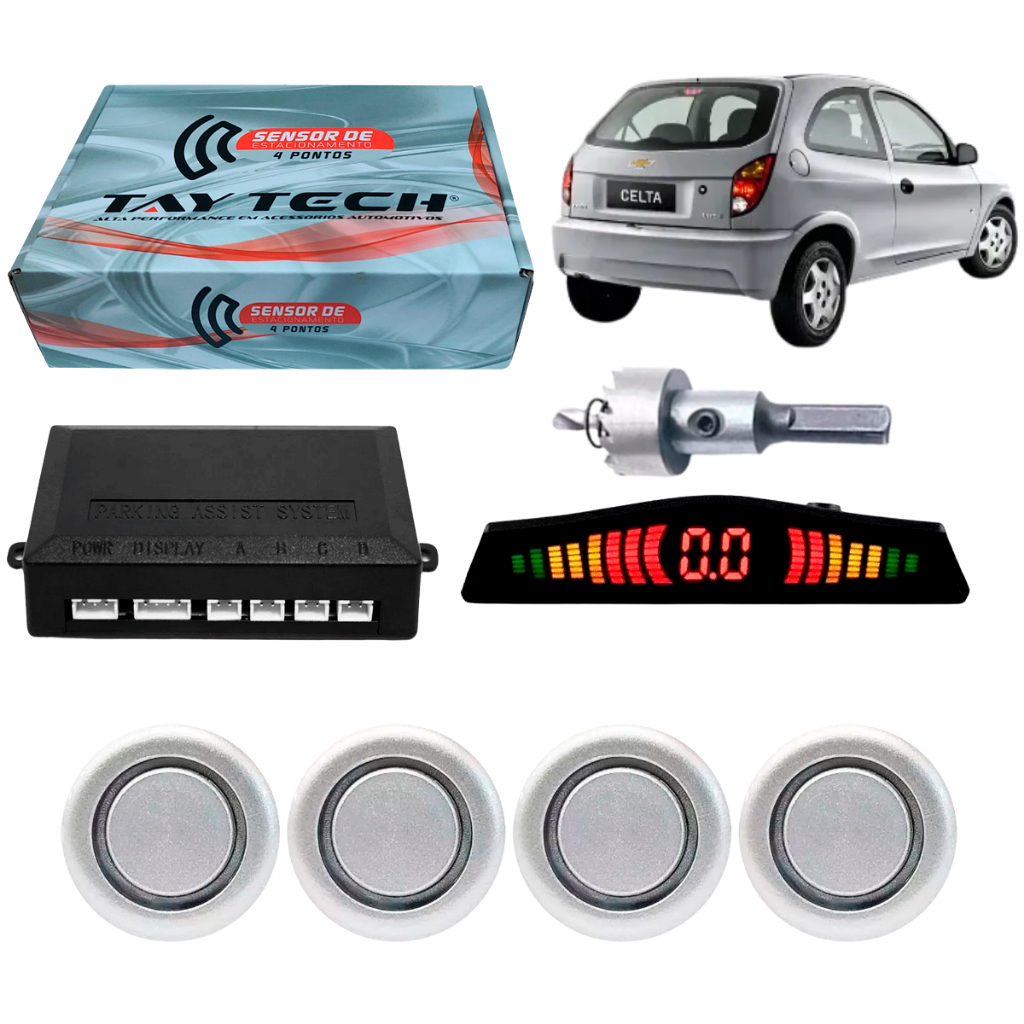 Sensor De Estacionamento Ré Gm Celta 2010 2011 2012 2013 2014 4 Pontos Traseiro