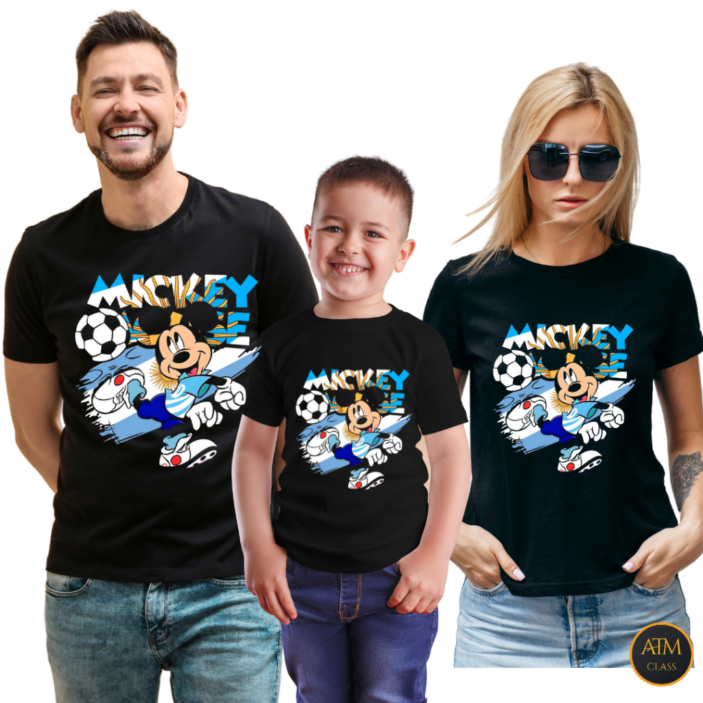 Camiseta Camisa Mickey Argentina Blusa Kit Familia 100% Algodão Premium Envio Imediato
