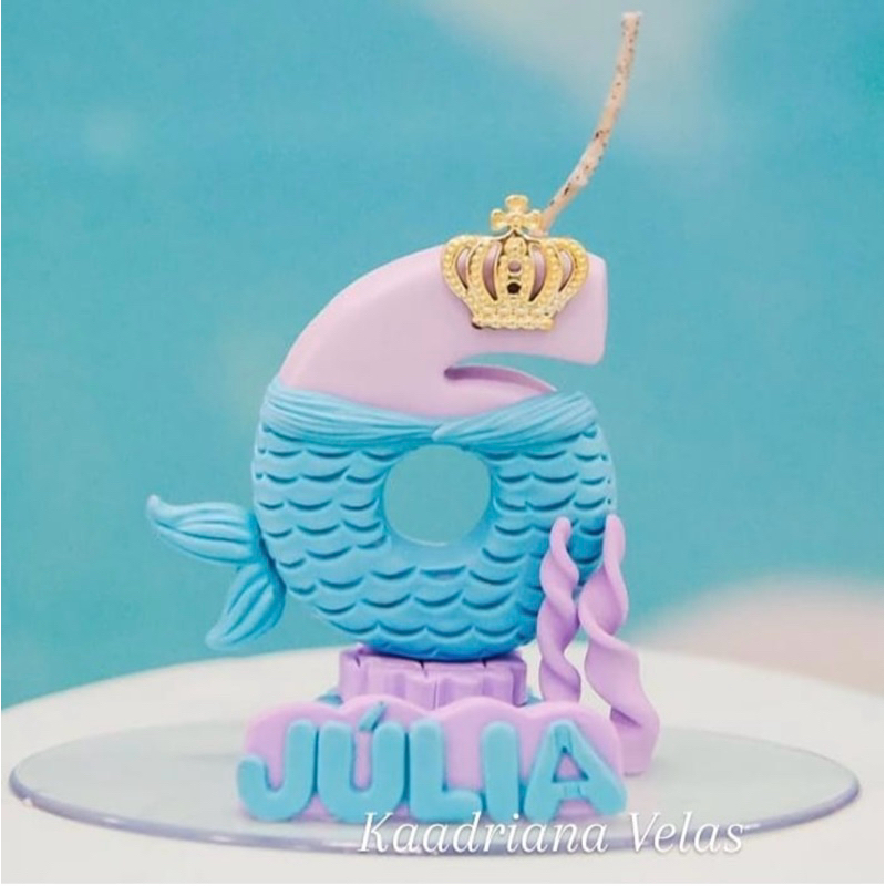 Vela sereia, topo de bolo sereia, vela personalizada sereia, vela Ariel, topo de bolo Ariel, topo de biscuit sereia,,,,,