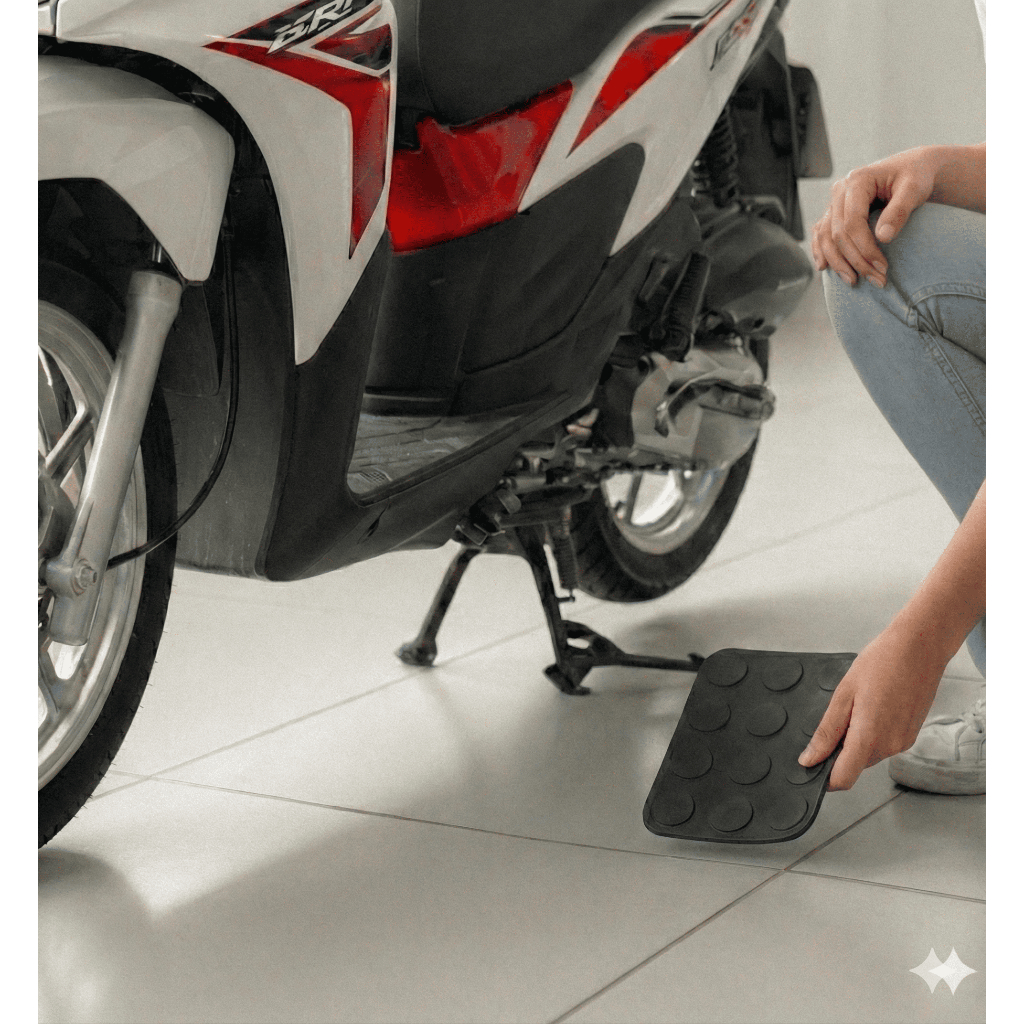 Base Protetora Descanso Moto - Apoio Pezinho Borracha Antiderrapante Garagem