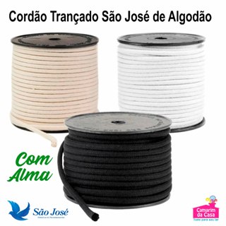 Cordão Trançado São José 4mm Largura Rolo c/ 50m 100% Algodão Cores Cru / Branco / Preto em Oferta na Shopee
