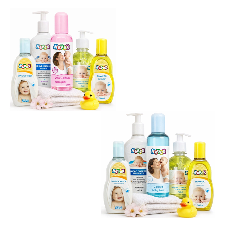 Kit Maternidade Para Bebê Infantil Nenex SHAM/COND/SAB LIQUIDO/COLONIA/HID