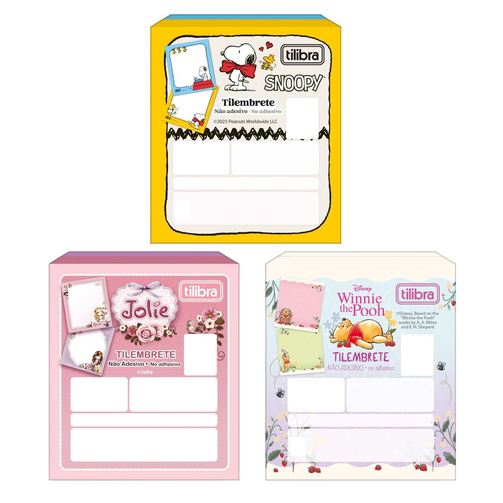 Bloco de Anotações Tilembrete Jolie Snoopy e Pooh 80 x 91 mm 100 Folhas  - Tilibra em Oferta na Shopee