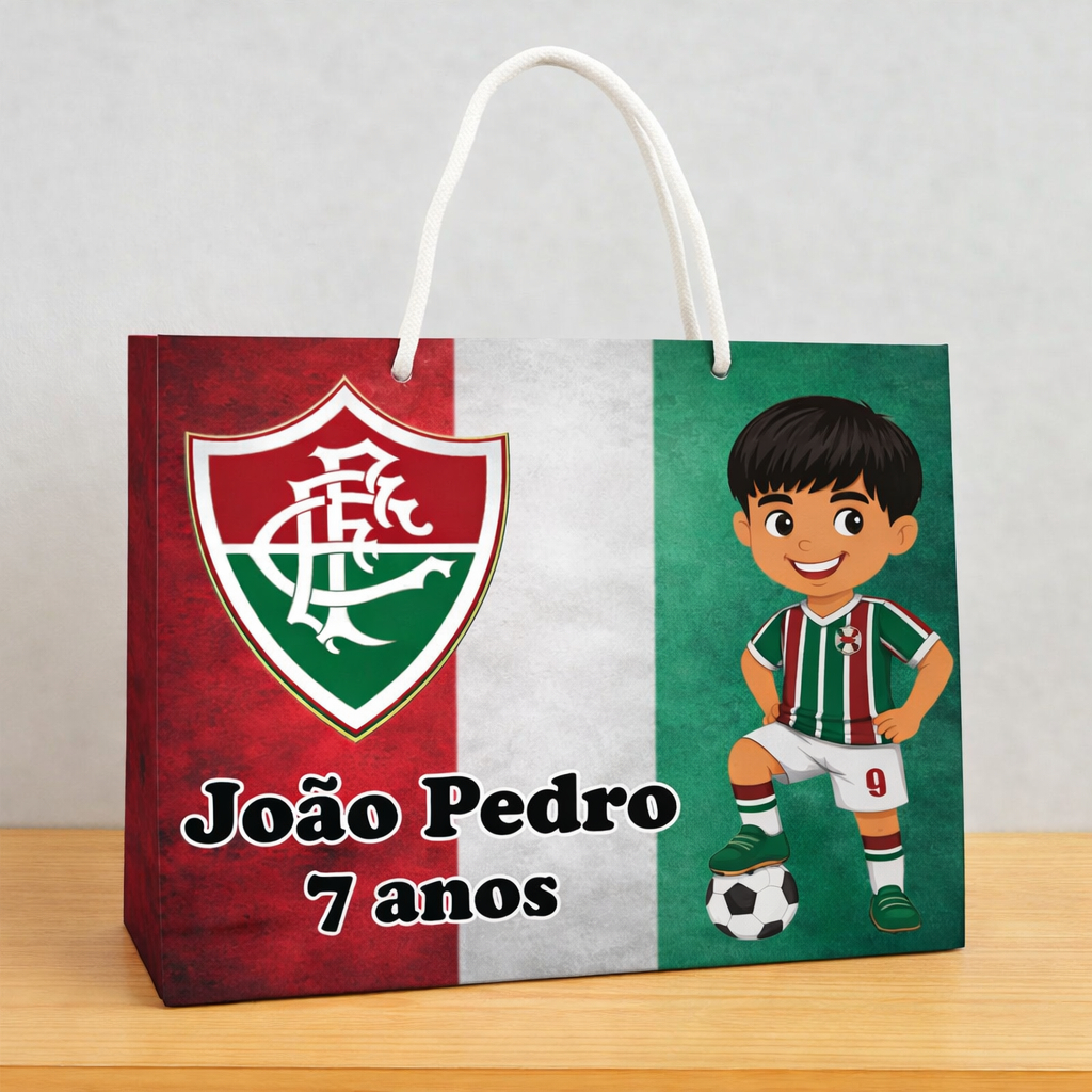Sacolinha Futebol Fluminense Personalizada Pegue e Monte| Lembrancinha Futebol| Sacola tema time futebol