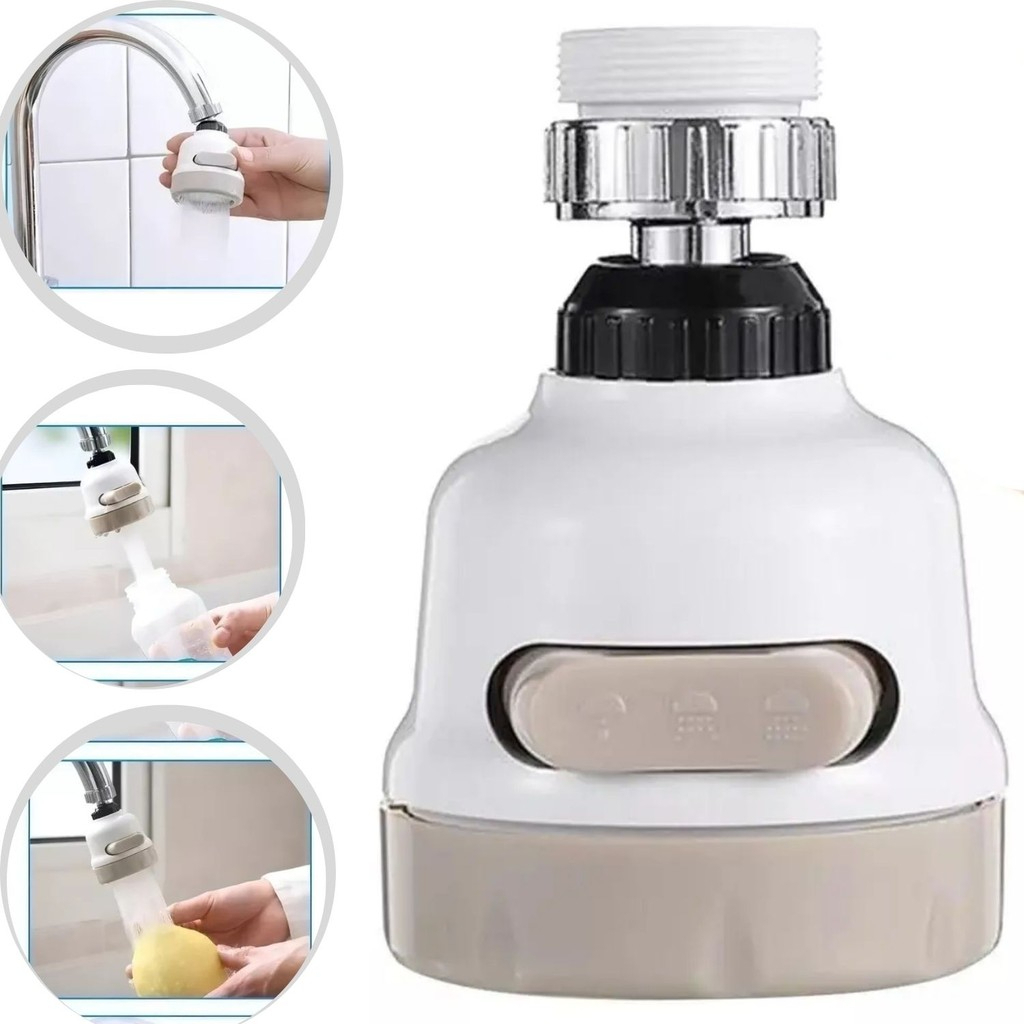 Bico Adaptador De Torneira Com 3 Jatos Reguláveis, Bico Torneira Giratória 360 ° Cozinha