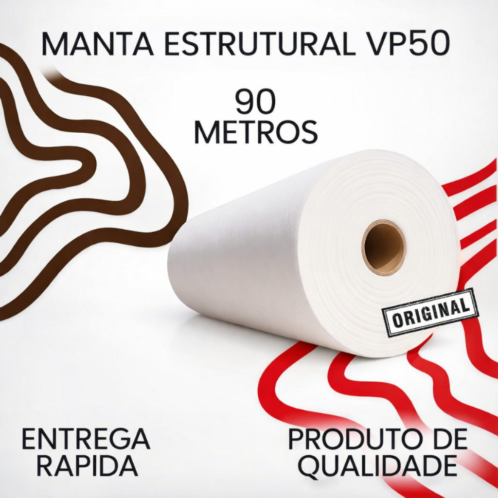 Manta Tipo Bidim VP50 Estrutural 90 Metros  Eficiente Impermeabilização