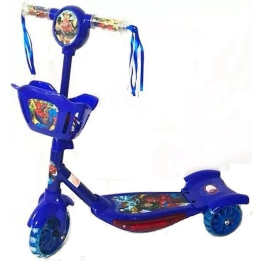 Patinete 3 Rodas Infantil Menino Com Musica C/Cesta Luz E Musica