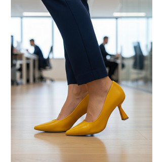 Sapato Feminino Scarpin Social Salto Taça Laranja Papaya Bico Fino Elegante Confortável Envio Imediato