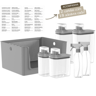 Kit Para Lavanderia 7 Peças Cesto Organizador Dispenser Sabão Borrifador e Etiquetas em Oferta na Shopee