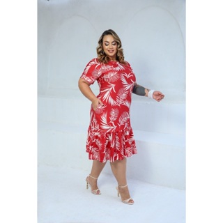 Vestido Curto Plus Size Manga Curta em Oferta na Shopee
