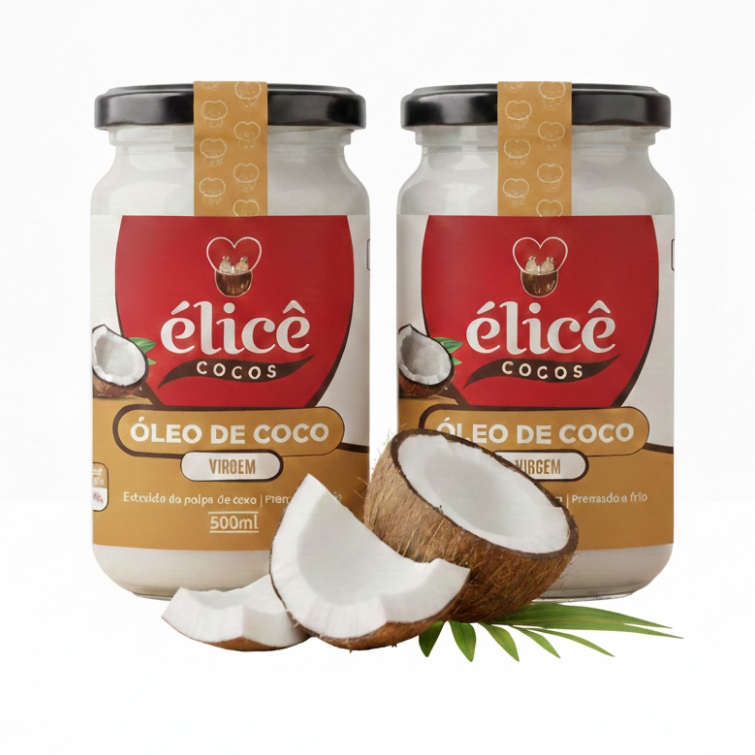 Kit 2Un Óleo de Coco 500ml Virgem - Élicê Coco