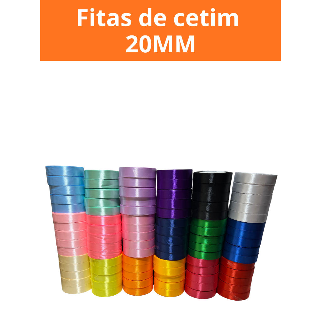 Fita de Cetim 20mm Premium – Cores à Escolha | 1, 2 ou 5 Rolos